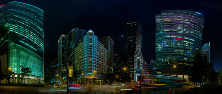 SINGAPORE - CIRCA JAN 2015: Singapore's Beautiful Modern Architecture at Night