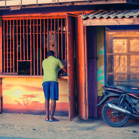 HiKKADUWA, SRI LANKA - APR 19: Strong drink alcohol store in the village of Hikkaduwaのeditorial素材