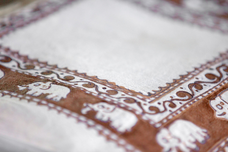 The stage of manufacturing the traditional batik. Sri Lanka, Anuradhapuraの写真素材