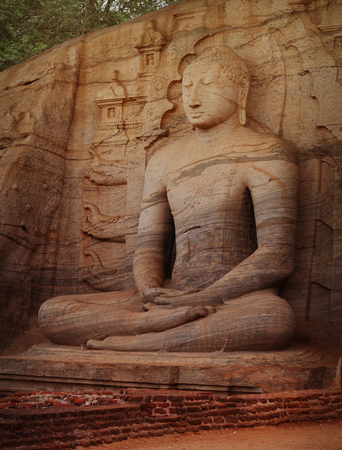 Gal Vihara Buddhist Statue carved from the rock. Polonnaruwa, Sri Lankaの写真素材