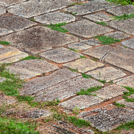 Sri Lanka. Polonnaruva - ancient floor, temple ruins. Ancient cobblesの写真素材