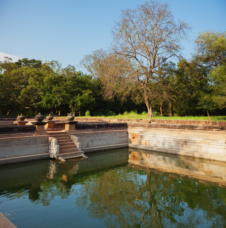 Sri Lanka, Anuradhapura. Water tank in ancient city. Ruins of the ancient cityの写真素材