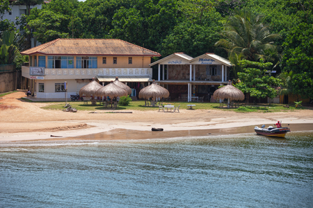 SRI LANKA - CIRCA APR 2013: hotel on the beach in asia with the palms and trees on backgroundのeditorial素材