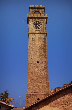 GALLE, SRI LANKA - CIRCA APR 2013: Colonial architecture - stone clock towerのeditorial素材