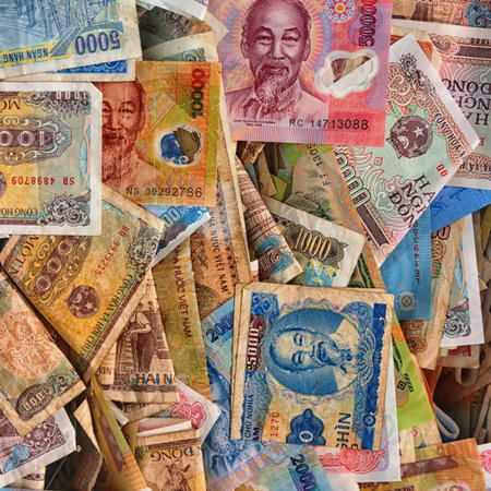 Vietnamese money. Paper money. Background