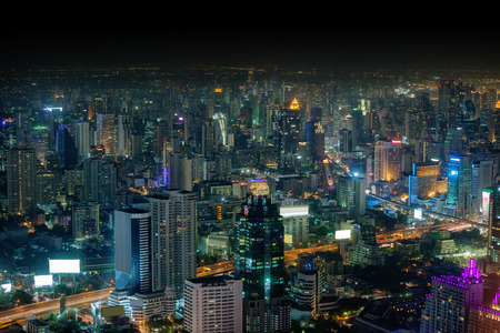 Bangkok, panorama of the city at night. Skyscrapers in the megalopolisの写真素材