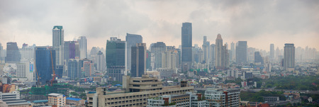 BANGKOK, THAILAND - CIRCA APR 2013: Business district with high buildings. Cityscapeのeditorial素材