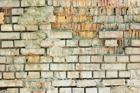 Detail of old brick wall. Old brick masonry backgroundの写真素材