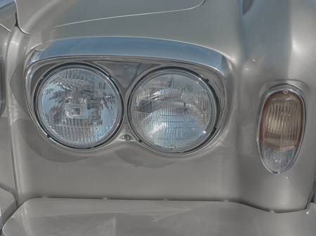 Headlights of an old car. Details, close up shotの写真素材