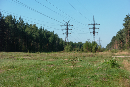Big power line in Russian provinceの写真素材