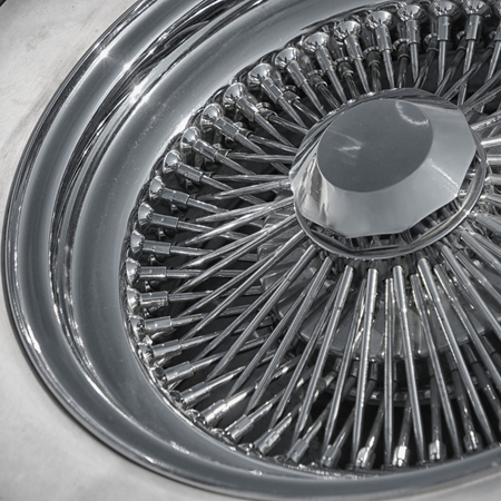 Wheel of an old car. Metal detail closeupの写真素材