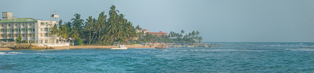 The coast with the hotels. Hikkaduwa, Sri Lankaの写真素材