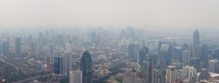 BANGKOK, THAILAND - CIRCA APR 2013: Panorama of foggy city - Bangkok, Thailandのeditorial素材
