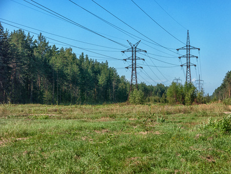 Big power line in Russian provinceの写真素材