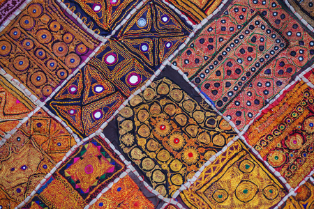 Jaisalmer, Rajasthan, India. Vintage old wall tapestry in a traditional Indian styleの写真素材
