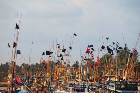 Sri-Lanka - wooden fishing boats docked. Sunny dayの写真素材