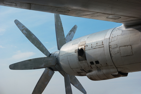 The engine of a large old bomber. Metal engine constructionの写真素材