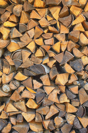 Firewood for furnace. Pile of wood. Wooden textureの写真素材