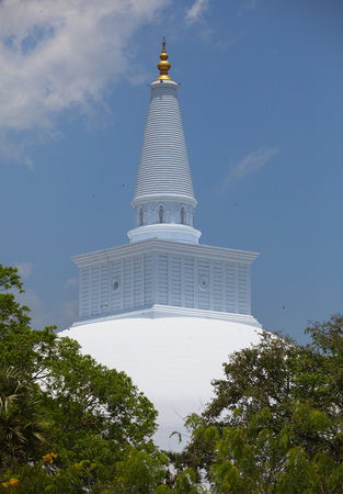 Sri Lanka, Anuradhapura - Ruwanwelisaya with trees before itの写真素材