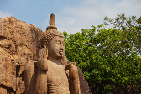 The Avukana statue is a standing statue of the Buddha. Sri Lanka. Horizontal shotの写真素材