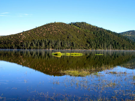 Mountain and lake viewの写真素材