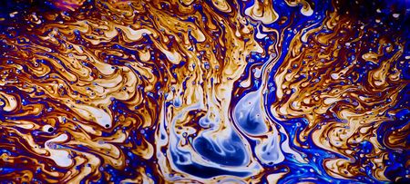 Psychedelic Abstract Macro of the oily surface of a soap bubbleの写真素材