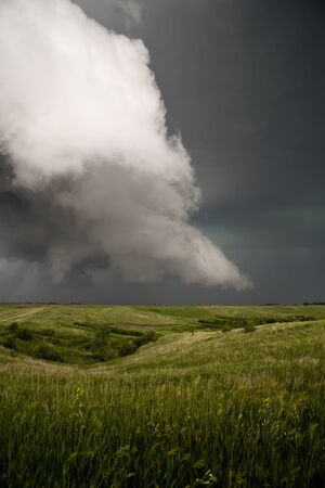 Rotation in this thunder storm caused funnel cloud reports and tornado warnings in South Dakota の写真素材