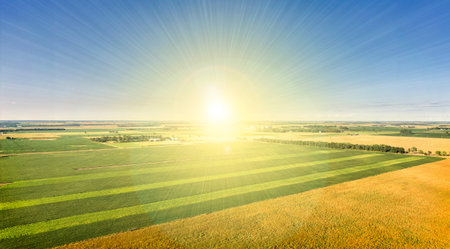 High altitude view of a South Dakota Sunrise.の写真素材