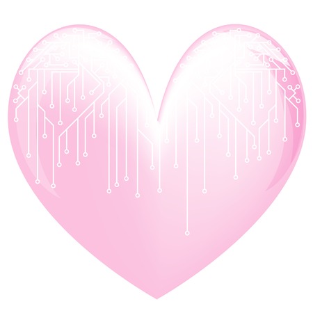 Pink electronic heart on a white backgroundのイラスト素材