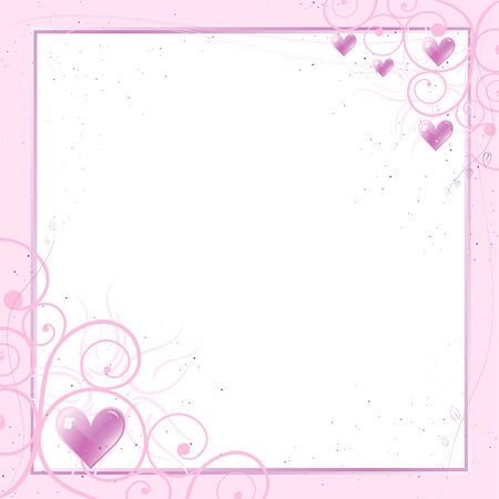 Pink romantic framework with hearts and curlsのイラスト素材