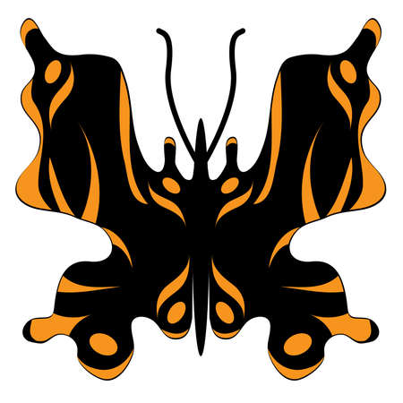 black butterfly tiger coloring on a white backgroundのイラスト素材