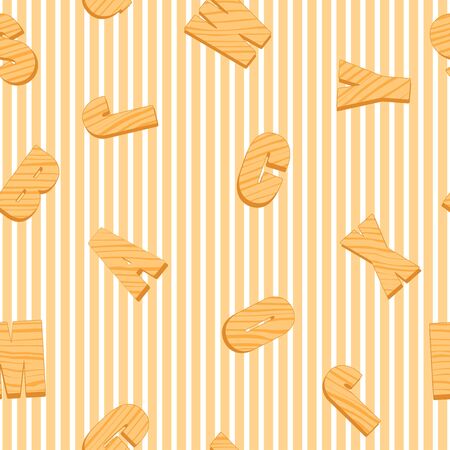 Seamless striped background with repetitive wooden lettersのイラスト素材
