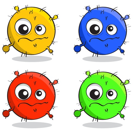 set of cartoon germs in different colorsのイラスト素材