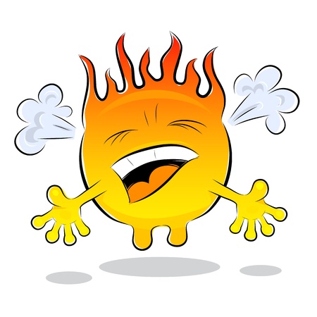 Cartoon red-hot metal droplet with fire. humorのイラスト素材