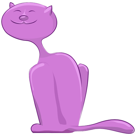 Vector purple happy cat on a white backgroundのイラスト素材