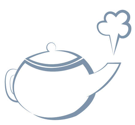A boiling kettle. Blue contour. Vector illustrationのイラスト素材
