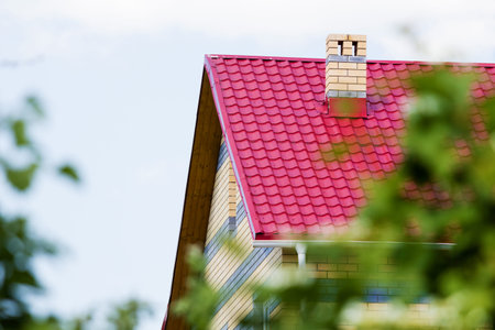 Red roof brick house 