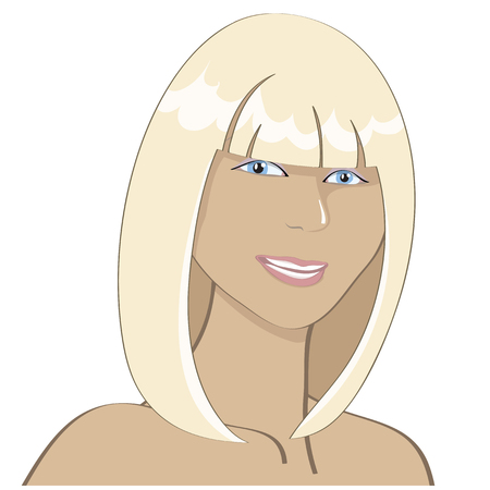 Vector portrait of a smiling sunburnt blonde girlのイラスト素材