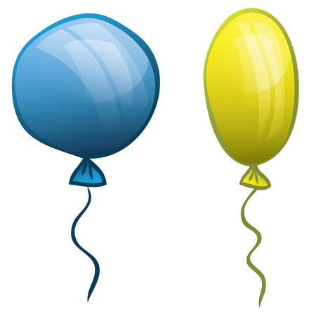 Two balloons. Blue and yellow. Vector illustration.のイラスト素材