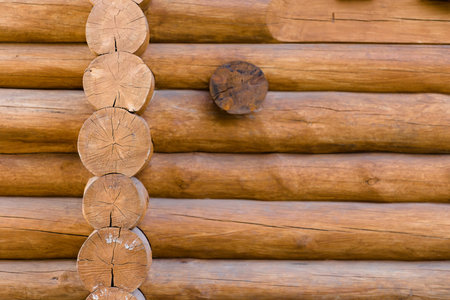 wooden blockhouse. close-up of the outside wall