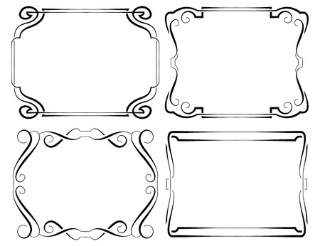 Set of vector horizontal framework. Black on whiteのイラスト素材