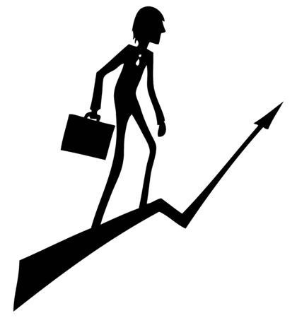 Vector graphics. Businessman rises up through the arrow. silhouetteのイラスト素材