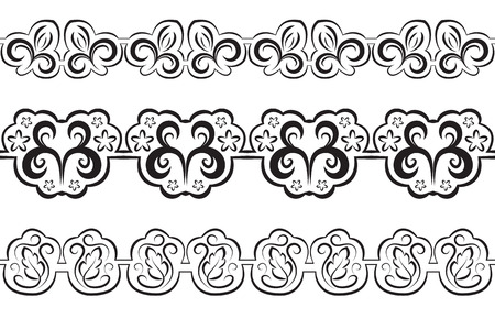Vector set border. Black seamless pattern on a whiteのイラスト素材