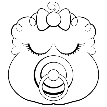 Vector face of a sleeping baby girl with pacifierのイラスト素材