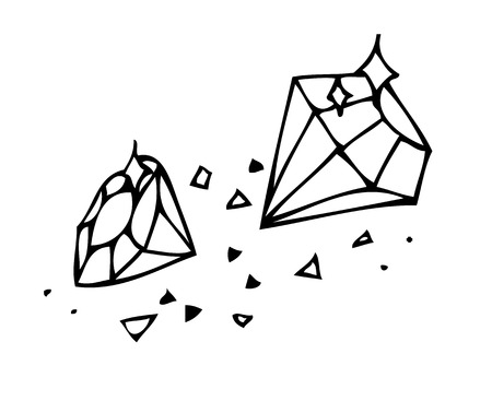 Vector graphics. Sketch. Brilliant Gems on a white backgroundのイラスト素材