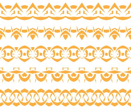 Vector set of yellow Tribal seamless patternsのイラスト素材