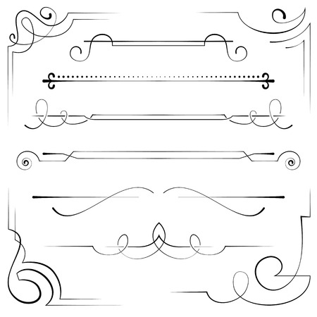 Vintage set vector frame and border with swirlsのイラスト素材