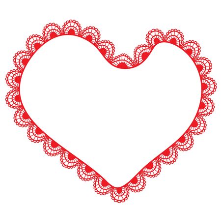 On a white background heart of red lacesのイラスト素材
