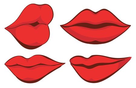 Vector set illustration. Sexy red female lips on a backgroundのイラスト素材