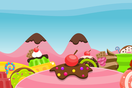 Candy land illustration for video game backgroundのイラスト素材